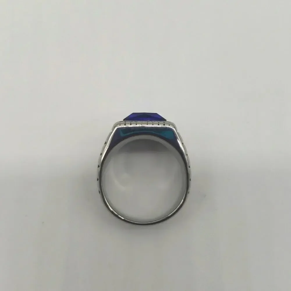 Royal Blue Cubic Zirconia Handmade Men's Ring Size 9 NWT